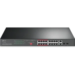 TP-Link TL-SL1218MP - Switch 16P 10/100Mbps (PoE+) + 2x Gigabit + 2x SFP Combo - montável em rack