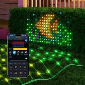 Govee H6810 - Rede de luzes LED RGBIC inteligente (WiFi + BT) IP65 - 85×143cm