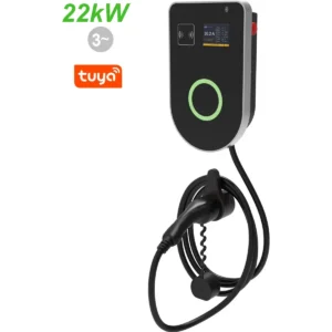 EVC-WB22K - Carregador para carro elétrico (Wallbox) de 22kW trifásico c/ RFID (compatível com Tuya) - Tipo 2
