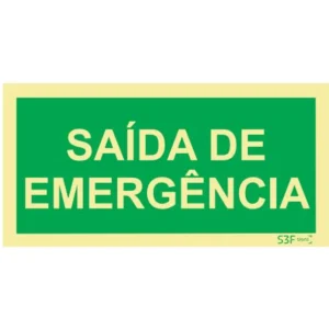 Placa de sinalização fotoluminescente p/ saída de emergência - 200x100mm