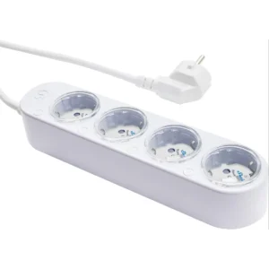 Shelly Power Strip 4 Gen4 - Bloco de 4 tomadas inteligentes (WiFi BT Zigbee Matter) c/ botões e cabo de 1.5m - branco