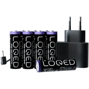 LOQED Power Kit - Kit de pilhas recarregáveis + carregador para LOQED Touch Smart Lock