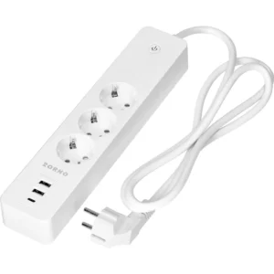 Orno OR-SH-17520(GS)/W - Bloco de 3 tomadas inteligente c/ Wifi + 2x USB-A + USB-C c/ cabo 1.8m (compatível c/ Tuya)
