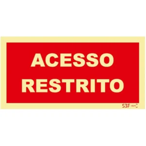 Placa de sinalização PVC ''Acesso Restrito'' - 200x100mm
