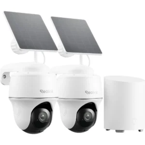 Reolink Kit Outdoor - Kit de videovigilância c/ 2 câmaras IP (Wi-Fi) solares Argus B430 p/ exterior + Hub 1 Lite