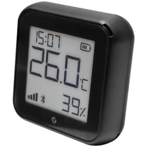 Shelly H&T gen3 Matte black - Monitorizador ambiental de temperatura e humidade com WiFi e display E-ink - Preto fosco