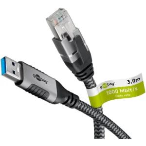 Goobay - Cabo adaptador de rede Ethernet Gigabit RJ45 ⇿ USB-A 3.0 - 3m