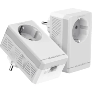 Mercusys MP300P KIT - Kit 2 adaptadores Powerline AV600 (600Mbps) c/ passthrough e portas RJ45
