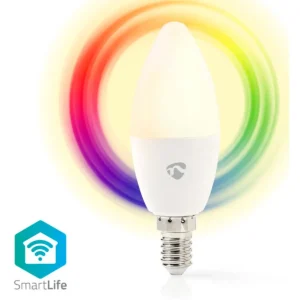 Nedis WIFILRC10E14 - Lâmpada LED Smart WiFi E14 RGB+W (2700-6500K) 4.9W 470lm (compatível c/ Tuya) SmartLife