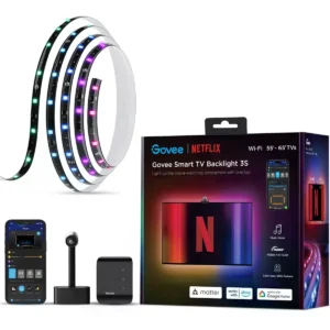 Govee H6098 - Luz de fundo inteligente para TV (55-65'') RGBIC+W c/ câmara de captura de cores - Edição Netflix