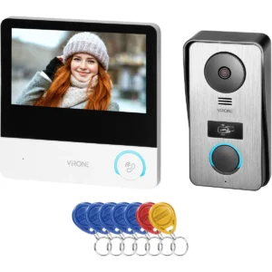 Virone VDP-60FHD - Kit Videoporteiro c/ leitor RFID e ecrã tátil 7" FHD - IP55 (4 fios)