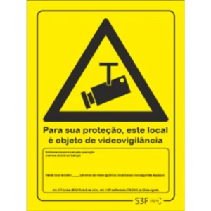 Placa de sinalização PVC p/ videovigilância (c/ nº de câmaras) - 150x200mm