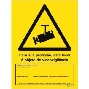 Placa de sinalização PVC p/ videovigilância (c/ nº de câmaras) - 200x300mm