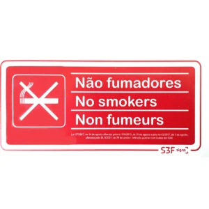 Placa de sinalização PVC de proibição ''Não fumadores'' - 200x100mm