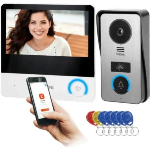 Virone Avoni VDP-78 - Videoporteiro inteligente Wi-Fi c/ monitor 7" + cartões RFID compatível c/ Tuya (4 fios) - IP65