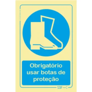 Placa de sinalização PVC ''Obrigatório usar botas de proteção'' - 200x300mm