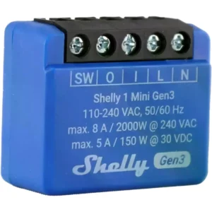 Shelly 1 Mini Gen3 - Mini módulo interruptor para automação WiFi 110/240VAC - 8A