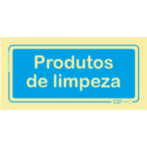 Placa de sinalização fotoluminescente ''Produtos de Limpeza'' - 200x100mm