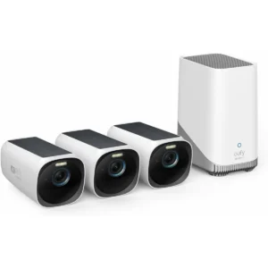 Eufy S330 3-Cam Kit - Kit de de videovigilância IP (WiFi) c/ 3 câmaras Solares (a bateria) 4K + HomeBase