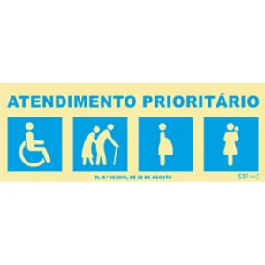 Placa de sinalização PVC ''Atendimento Prioritário'' (comum) - 200x100mm