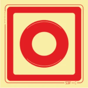 Placa de sinalização fotoluminescente Botão de alarme de incêndio - 150x150mm