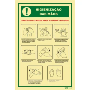 Placa de sinalização PVC ''Higienização das mãos'' - 300x400mm