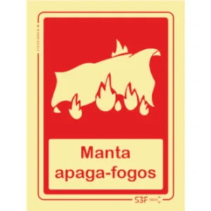 Placa de sinalização fotoluminescente ''Manta apaga-fogos'' - 100x150mm