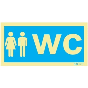 Placa de sinalização fotoluminescente ''WC misto'' - 200x100mm