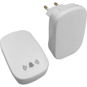 Campainha sem fios com botão cinético (auto-alimentado) - alcance 100m - branco