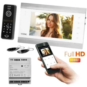 Virone VIFIS - Kit Videoporteiro modular inteligente WiFi 1024p (compatível c/ Tuya) c/ monitor 7'' - IP44 - Branco [Recondicionado]