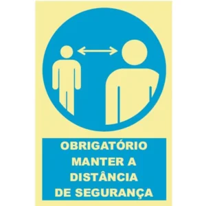 Placa de sinalização PVC ''Obrigatório manter a distância de segurança'' - 150x200mm