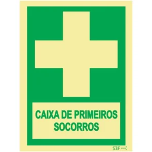 Placa de sinalização fotoluminescente de primeiros socorros - 150x200mm