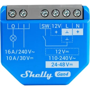 Shelly 1 Gen4 - Módulo interruptor para automação WiFi/Zigbee/Matter 110/240VAC 12VDC 24-48VDC - 16A