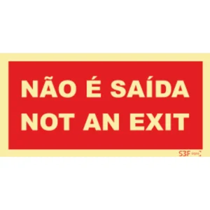 Placa de sinalização PVC ''Não é Saída / Not an exit'' - 300x150mm