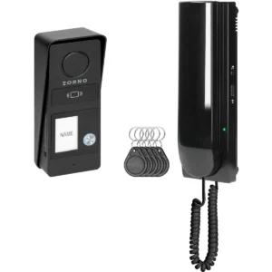 Orno OR-DOM-RD-937/B - Kit de telefone de porta preto c/ leitor RFID (2 fios)
