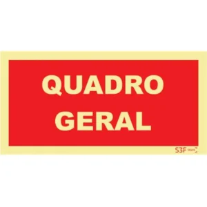 Placa de sinalização fotoluminescente ''Quadro Geral'' - 200x100mm