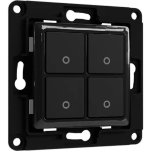 Shelly Wall Switch 4 Black - Interruptor de parede de 4 botões p/ módulos Shelly - preto