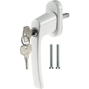 Puxador de janela/porta com fechadura c/ 2 chaves - branco