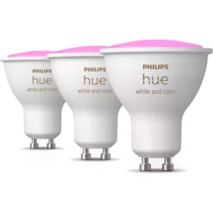 Philips Hue White and Color Ambiance 350 GU10 - Lâmpada inteligente BT/Zigbee GU10 RGB+W CCT (2000-6500K) 5.7W 350lm [3 unidades]