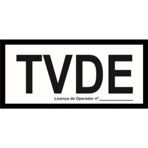 Placa de sinalização PVC ''TVDE'' (c/ campo de nº operador) - 145x68mm