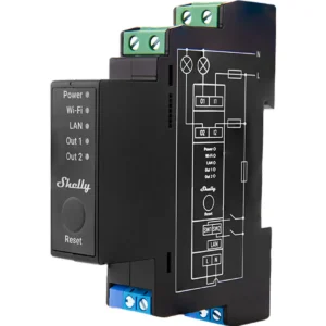 Shelly PRO 2PM - Módulo para calha DIN c/ 2 relés e medição de energia para automação WiFi/BT/LAN - 110/240VAC 2x16A