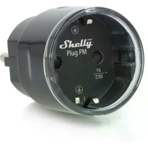 Shelly Plug PM Gen3 Black - Medidor de consumo Wi-Fi em formato de tomada, sem relé — 230 V AC, 16 A, 3680 W — Preto