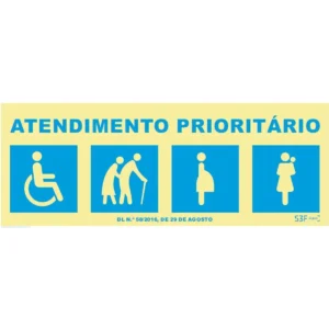 Placa de sinalização PVC ''Atendimento Prioritário'' (comum) - 200x70mm