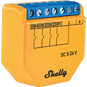 Shelly Plus i4 DC - Módulo de ativação de cenários para automação WiFi (5-24V DC) - 4 entradas
