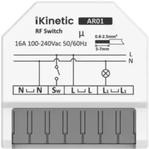 iKinetic AR01-MW - Relé inteligente 1CH Wi-Fi com Matter e contacto seco - 100-240V 10A