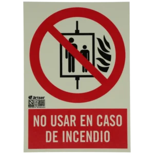 Placa não usar em caso de incêndio