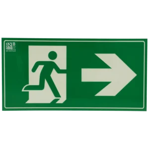 Placa de saída de emergência à direita