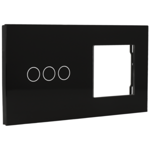 Painel de interruptor com 3 botões e moldura para 1 dispositivo