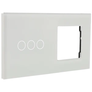 Painel de interruptor com 3 botões e moldura para 1 dispositivo