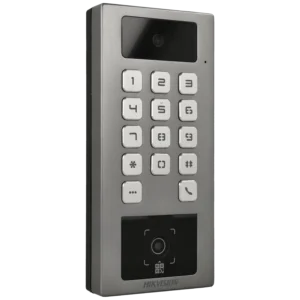 Controlo de acesso e videoporteiro interior/exterior com código QR, teclado e cartão